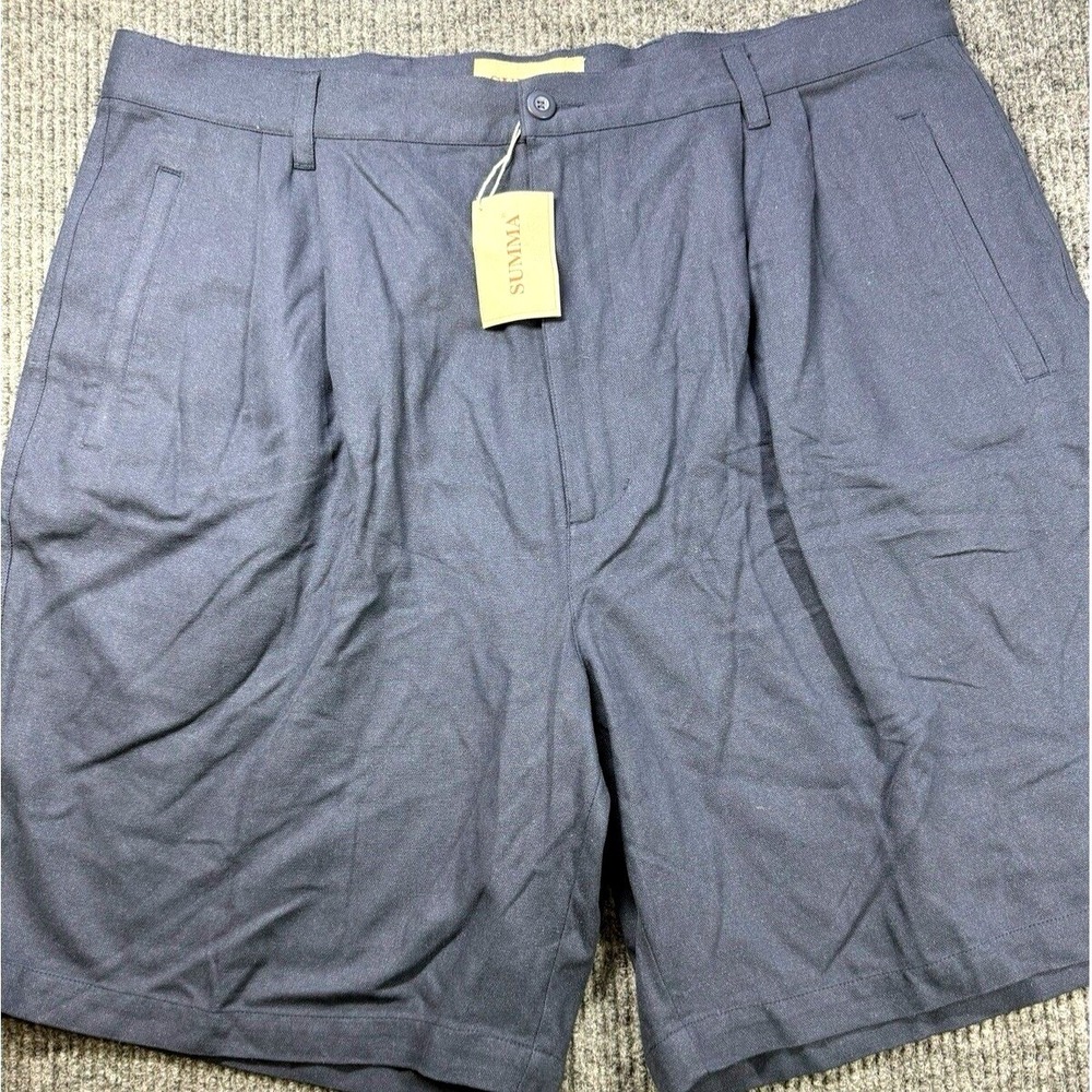 SUMMA Silk Dress Shorts Men's Navy‎ 40 Pleated Dress Shorts